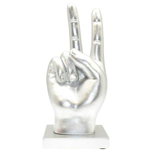Adam & Friends Home Decor Peace Sign Sculpture | 1-Piece | Silver - Picture 1 of 4